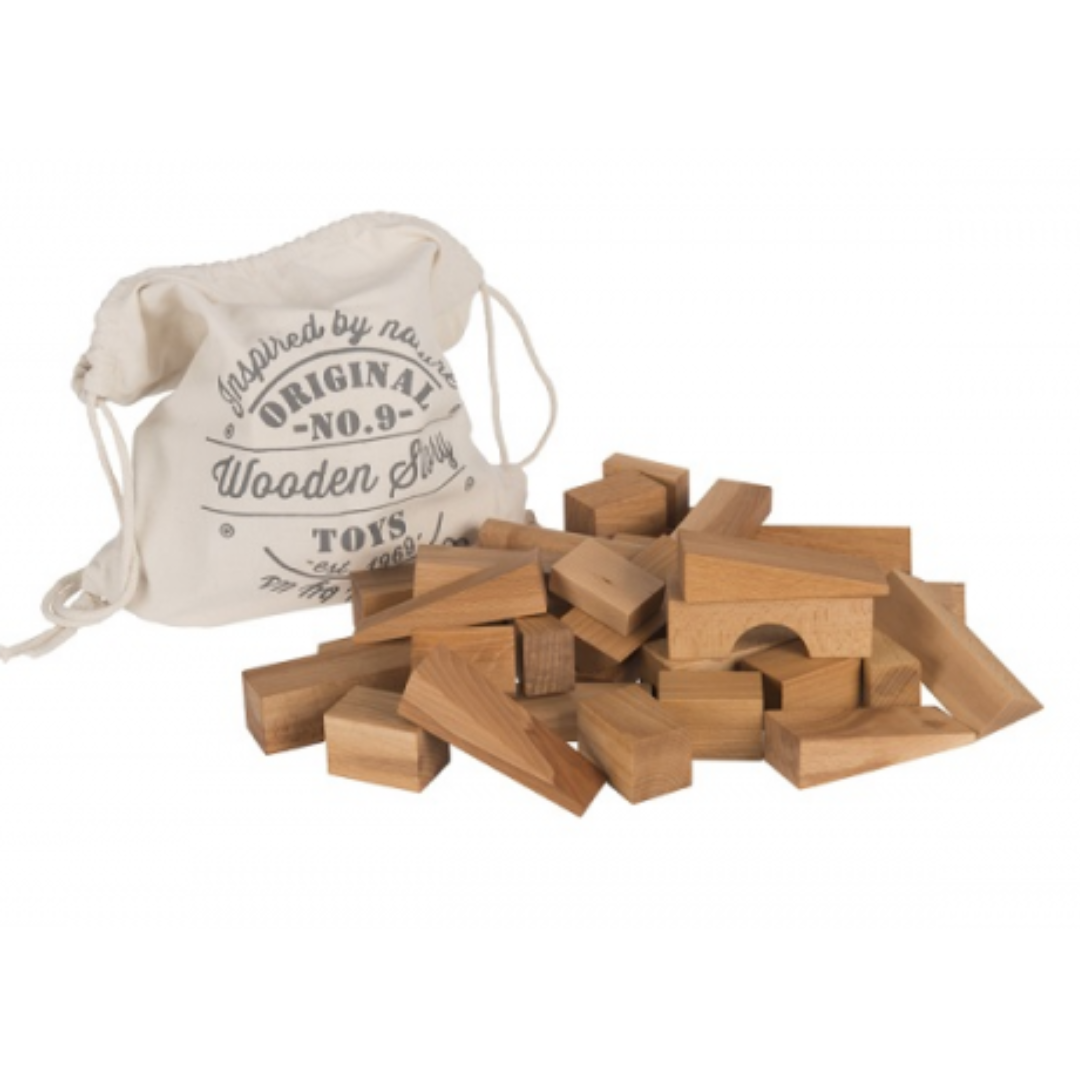 Natural Wooden Block Sack - 50 XL Pieces