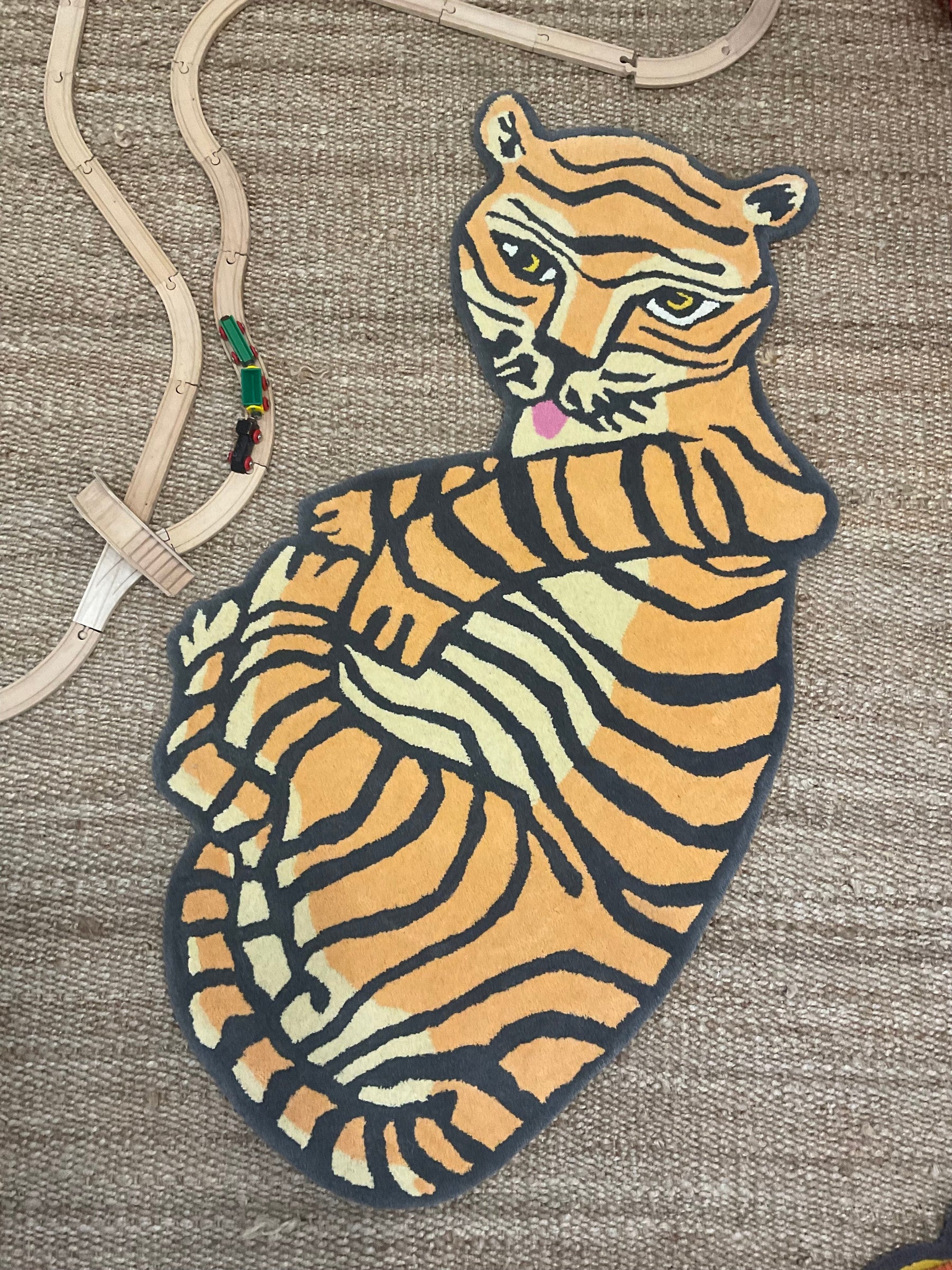 Tongue-Out-Tiger Area Rug