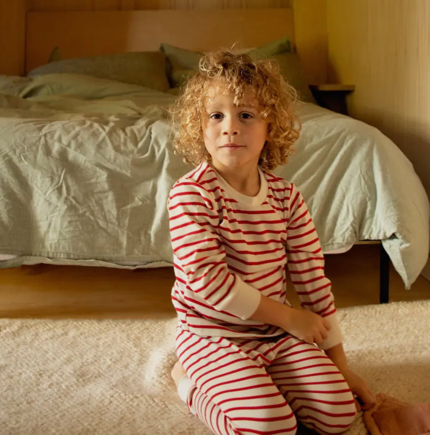Red & Oatmeal Stripe Pajama Set
