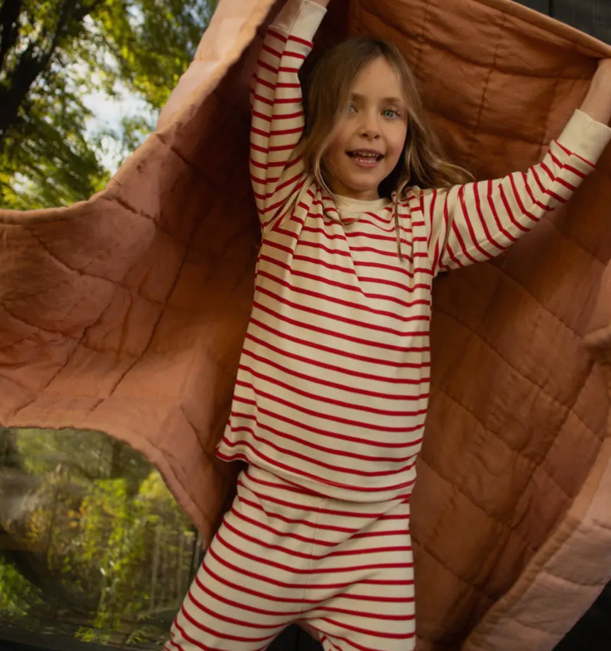 Red & Oatmeal Stripe Pajama Set