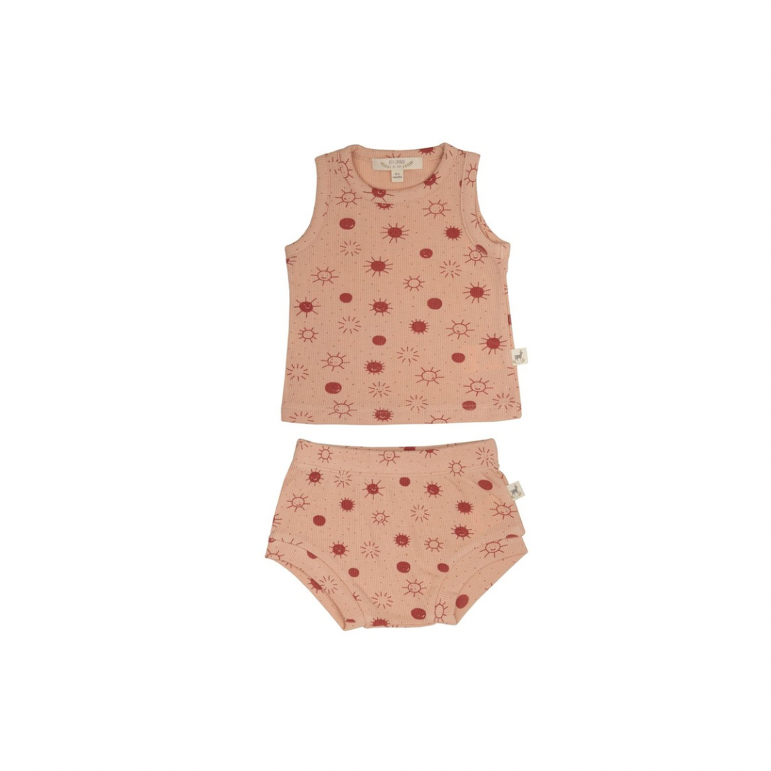 Ribbed Sunshine Baby Tank Top + Bloomer Set