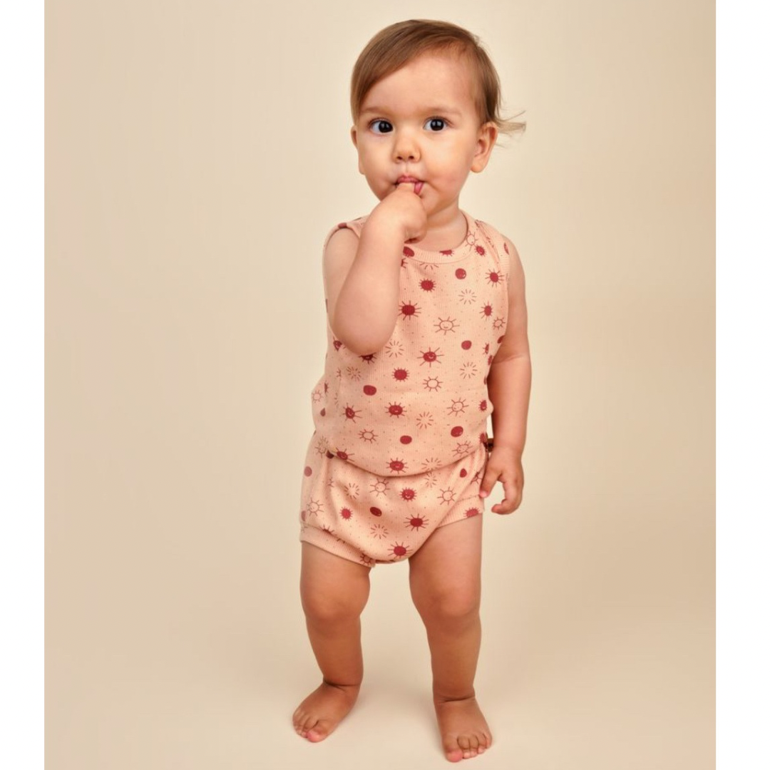 Ribbed Sunshine Baby Tank Top + Bloomer Set