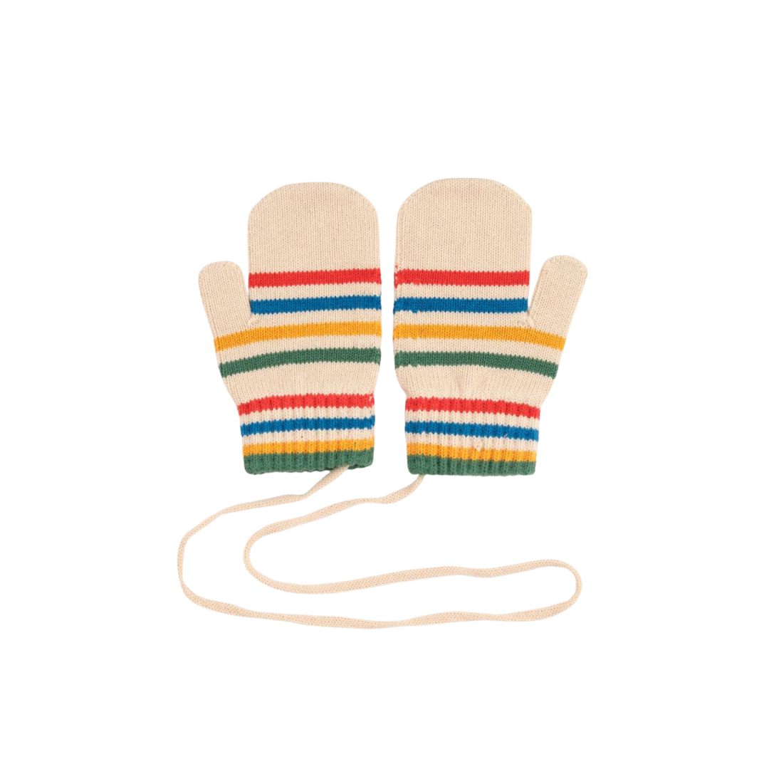 Tic Tac Toe Striped Cotton Mittens