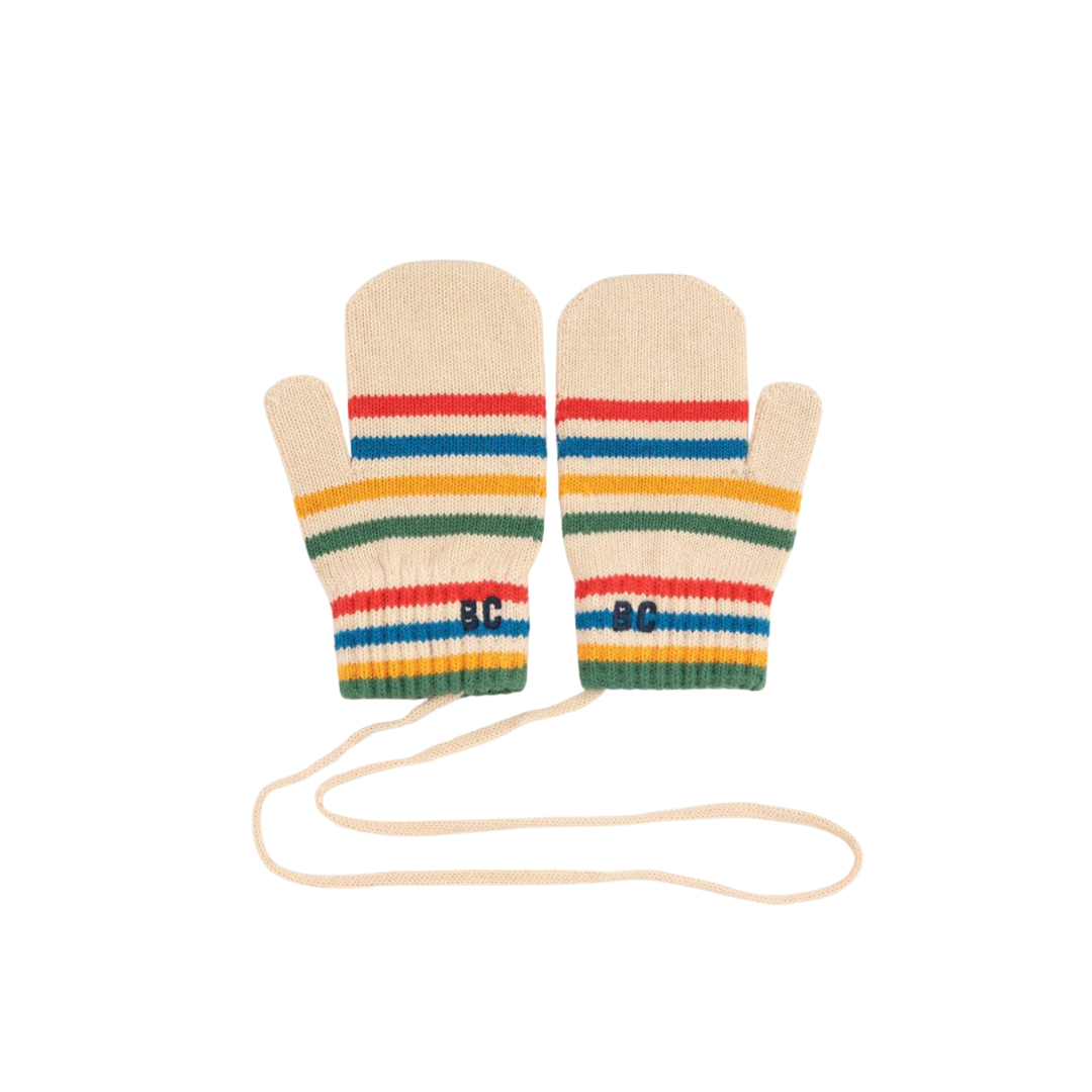 Tic Tac Toe Striped Cotton Mittens