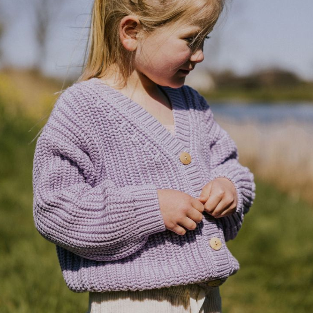 Lilac Chunky Knit Cardigan