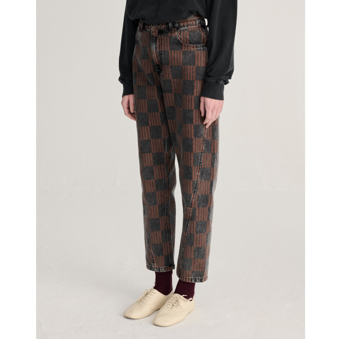 Checkerboard Mom-Fit Jeans