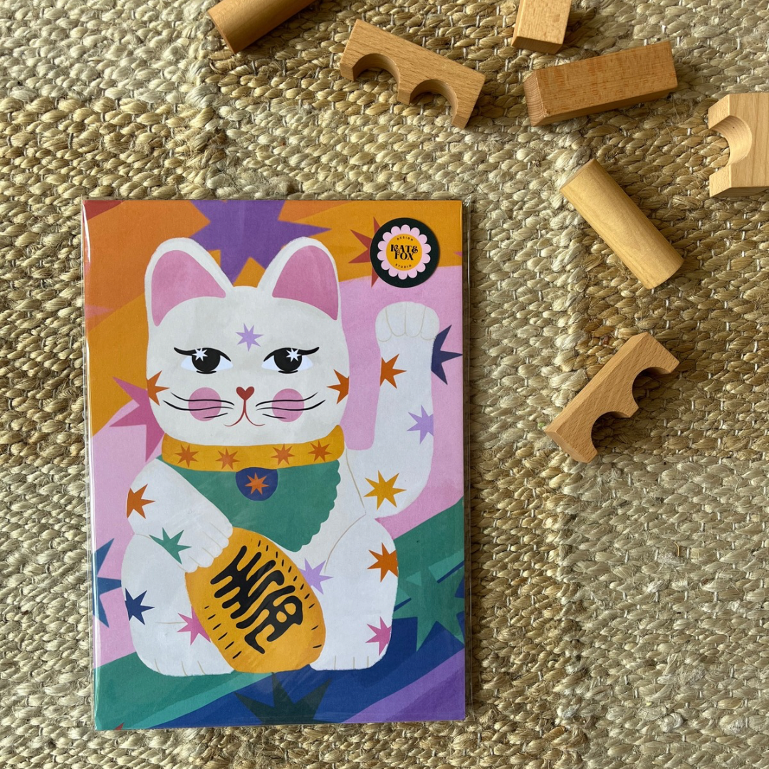 Lucky Rainbow Cat Print