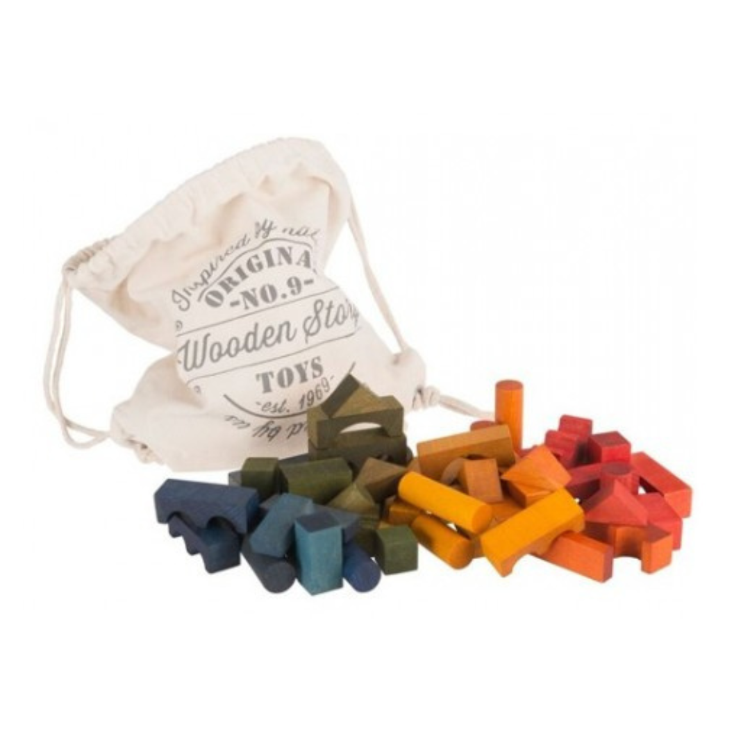 Rainbow Wooden Block Sack - 100 Pieces