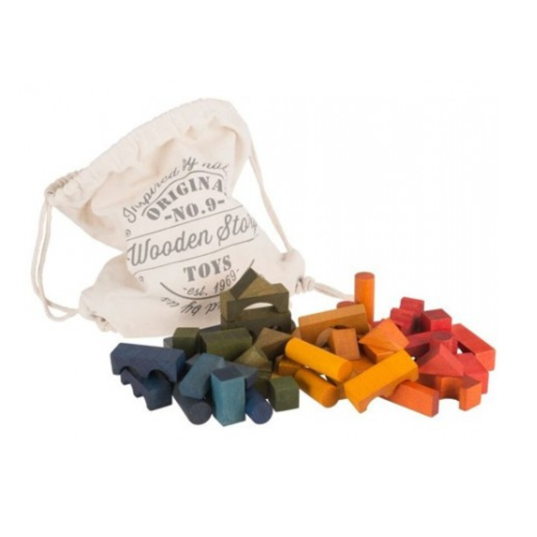 Rainbow Wooden Block Sack - 50 XL Pieces