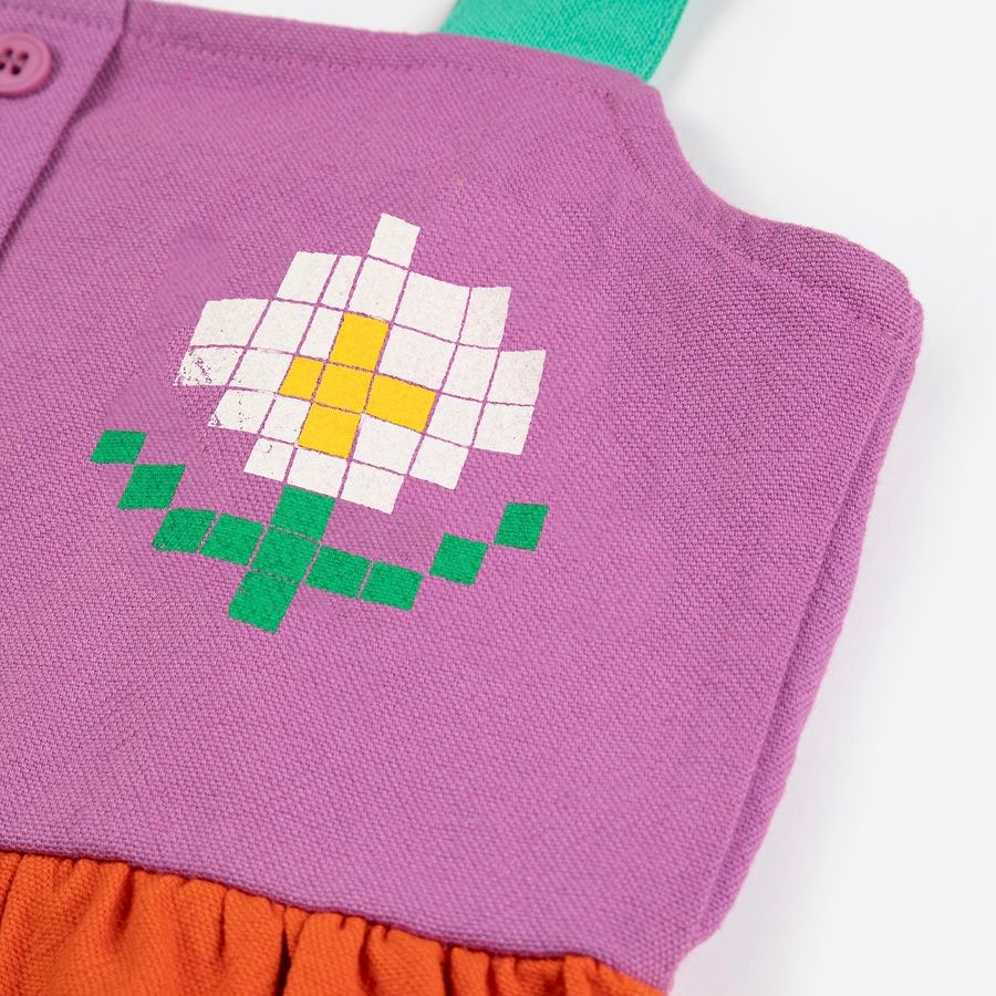 Pixel Daisy Woven Colorblock Dress