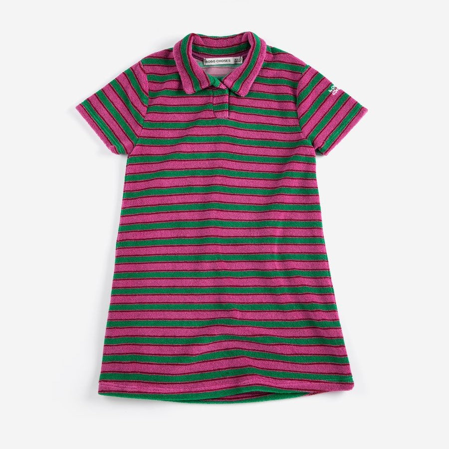 Striped Terry Cloth Polo Dress