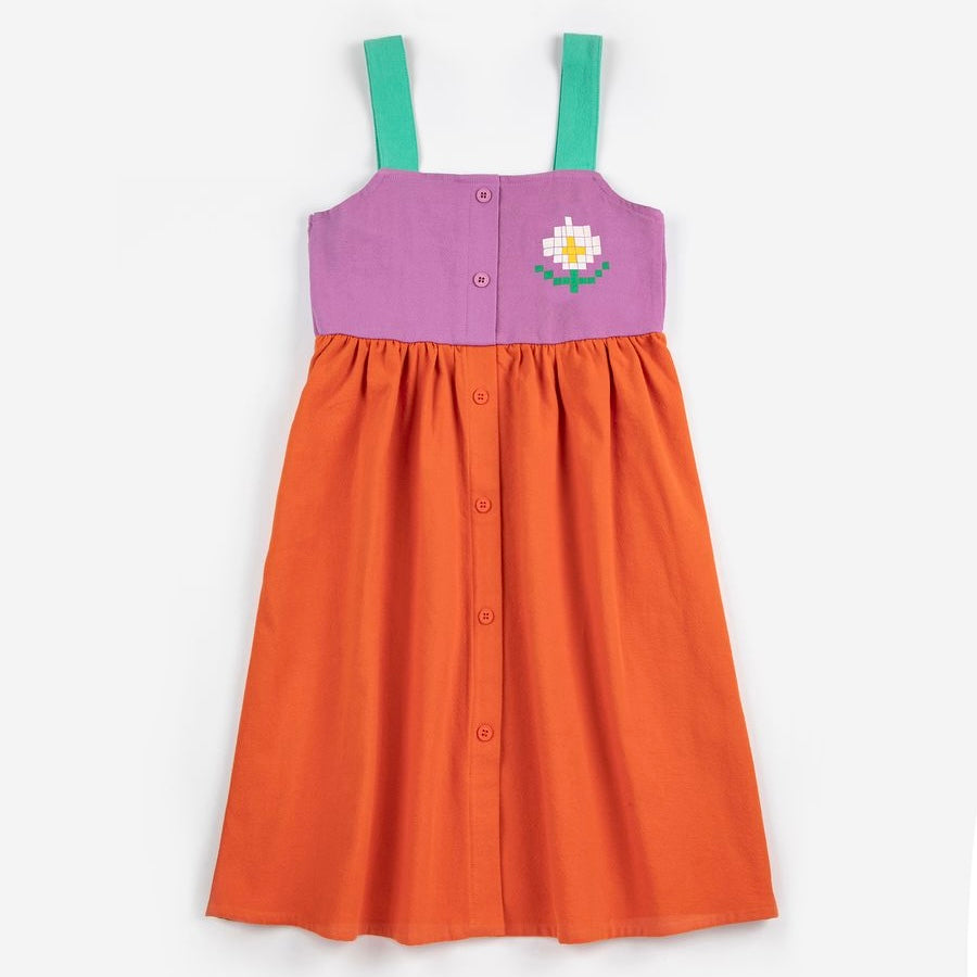 Pixel Daisy Woven Colorblock Dress