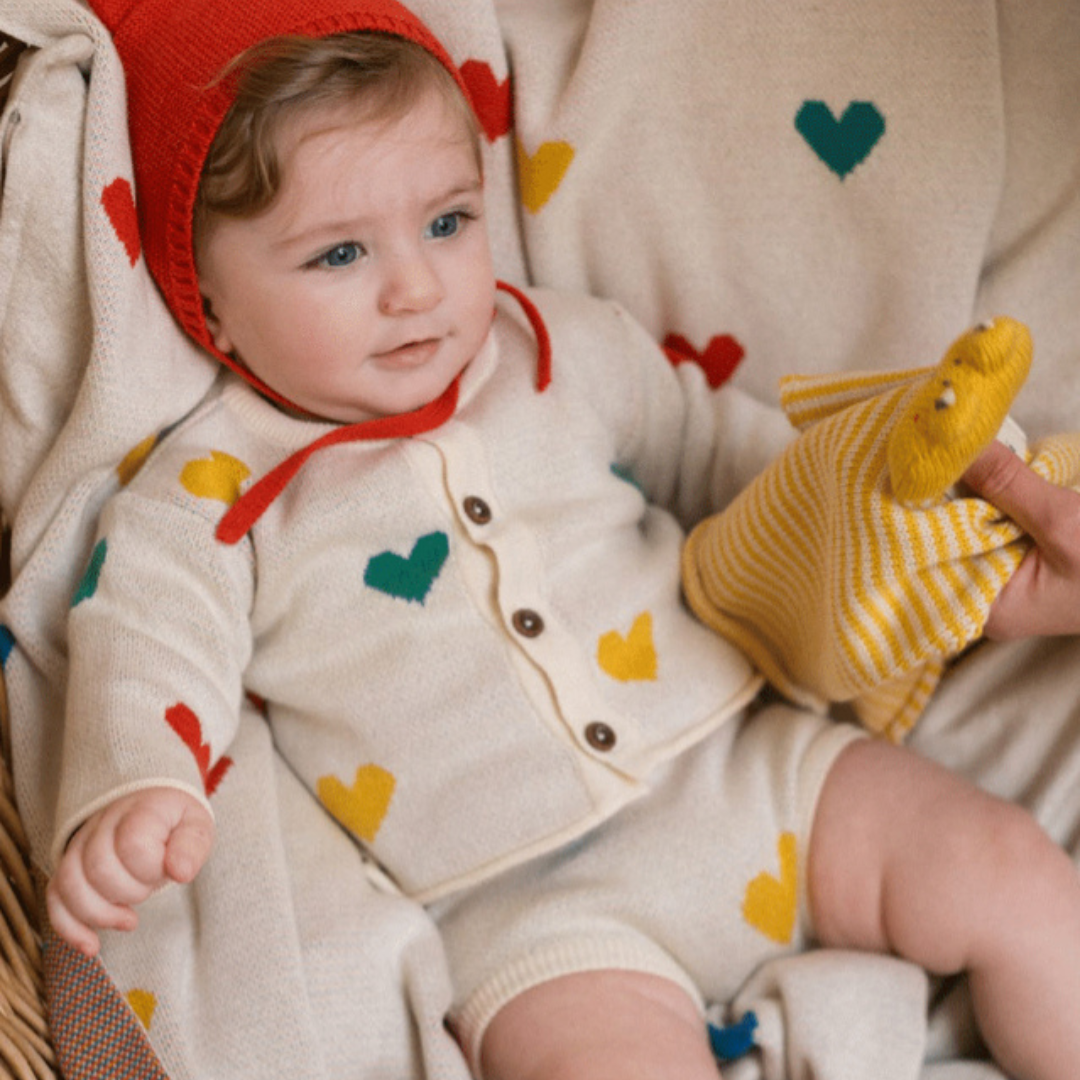 Rainbow Hearts Knit Cardigan