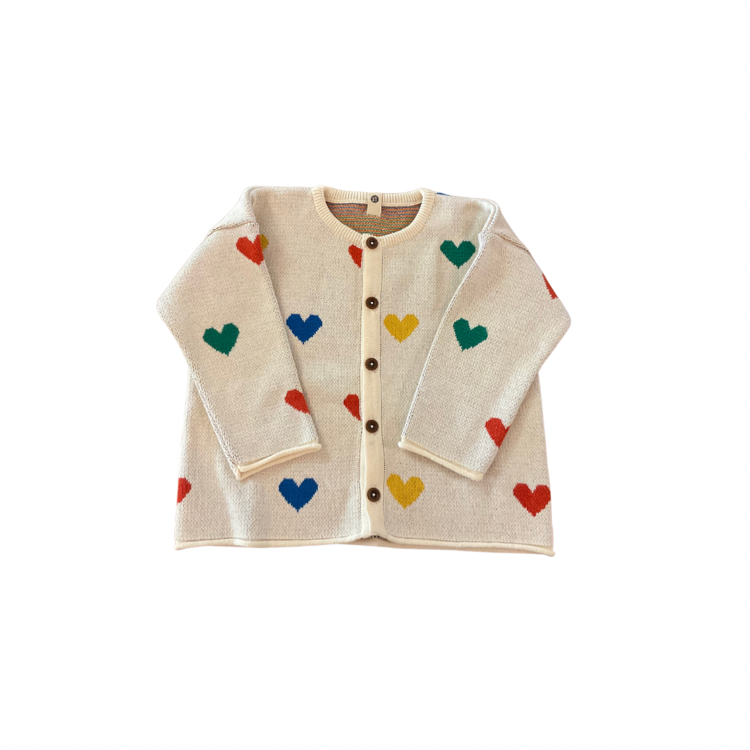 Rainbow Hearts Knit Cardigan