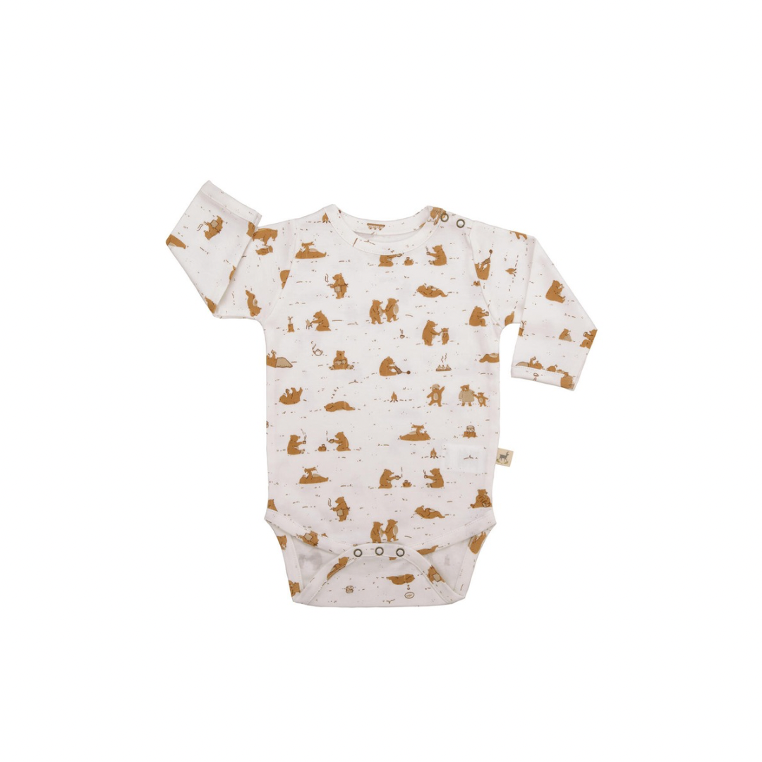 Long Sleeve Onesie - Ivory Cozy Bears