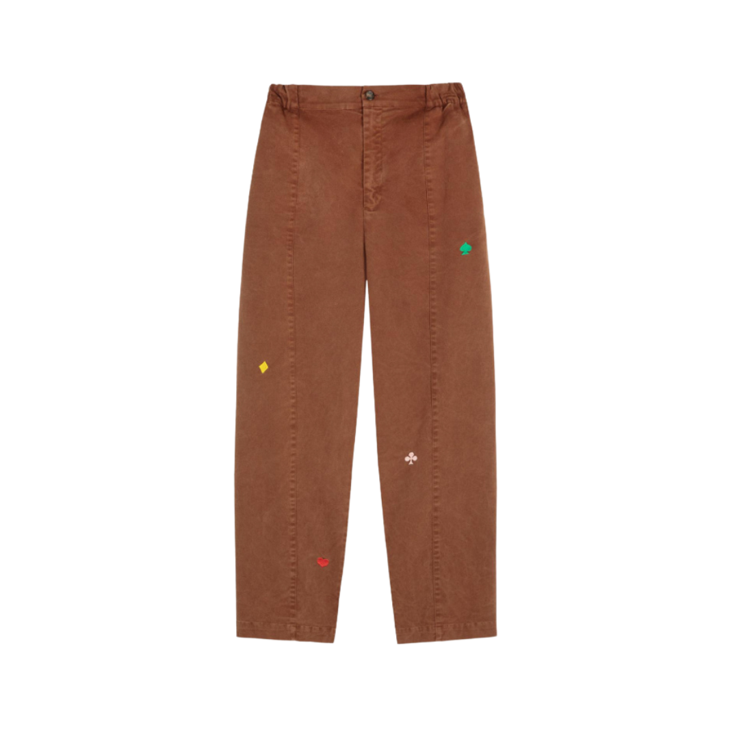 Brown Embroidery Cocoon Pants