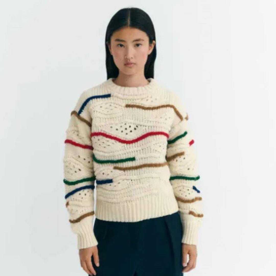 Multicolor Macrame Knitted Sweater