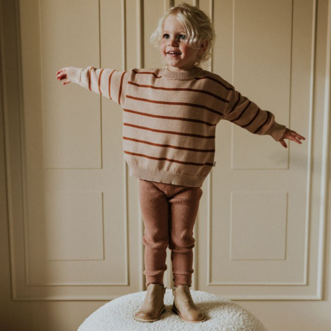 Vintage Pink Fine Rib Knitted Leggings