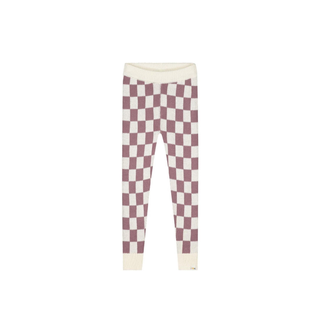 Mauve Checkered Knitted Leggings
