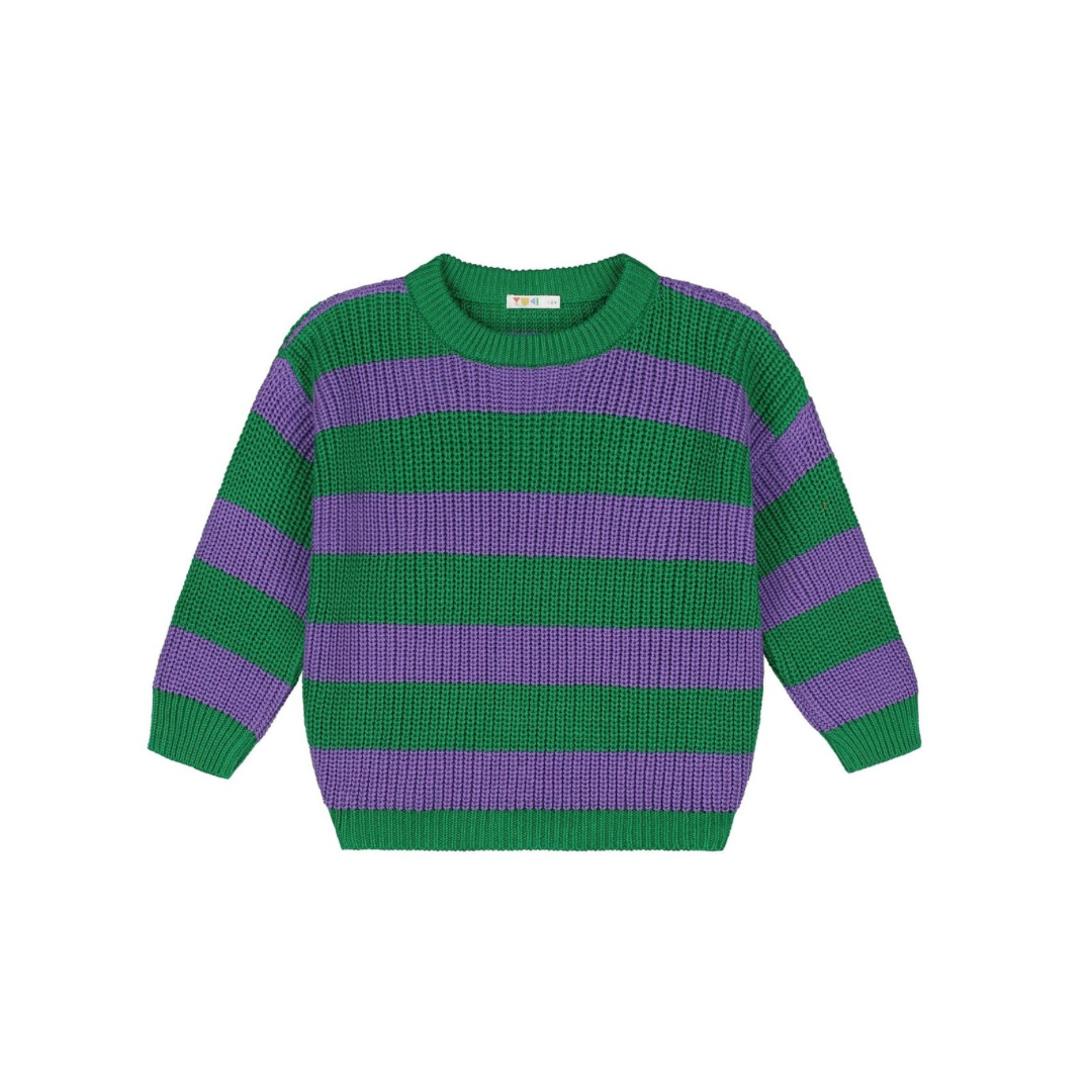 Green + Purple Striped Sweater