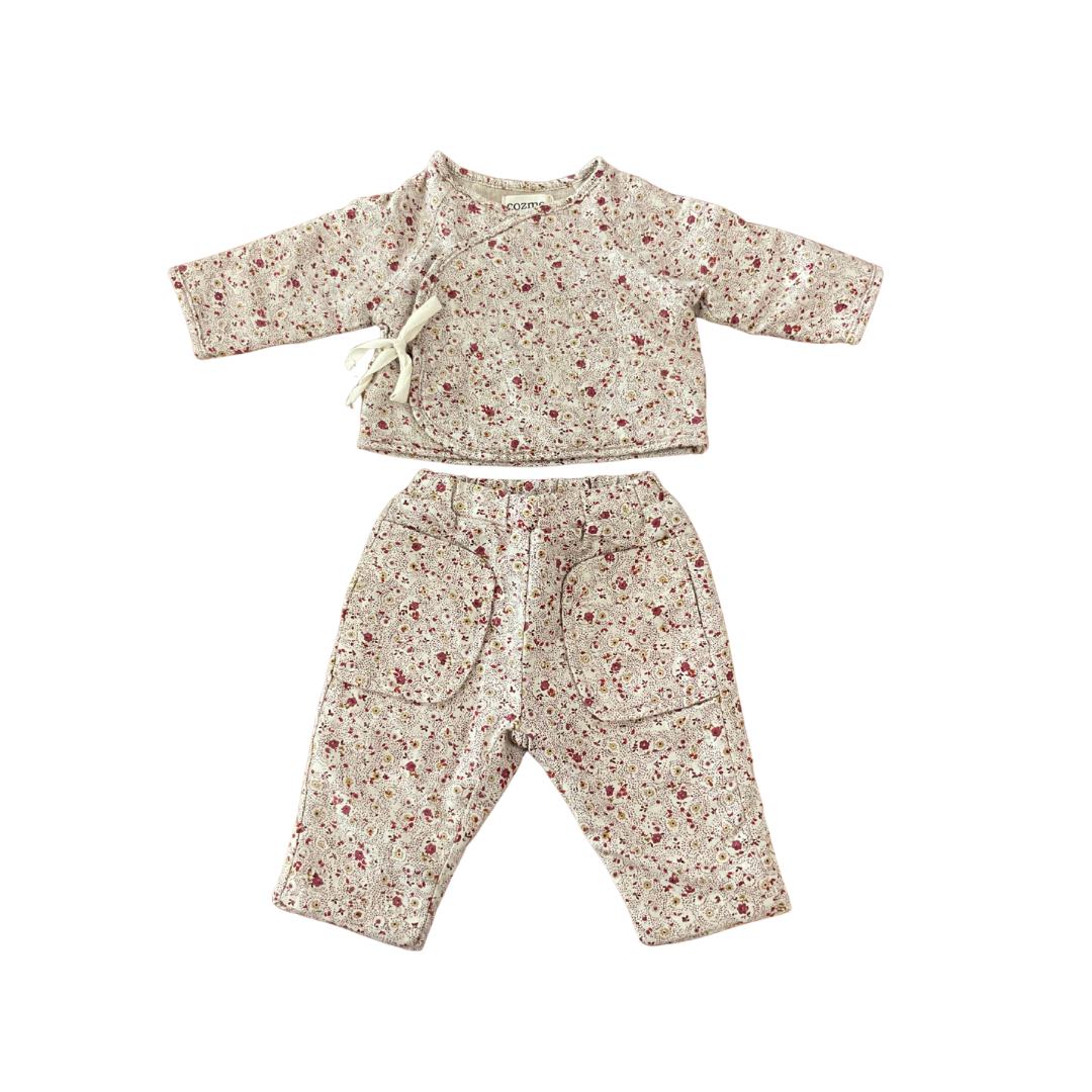Floral Flannel-Lined Newborn Set