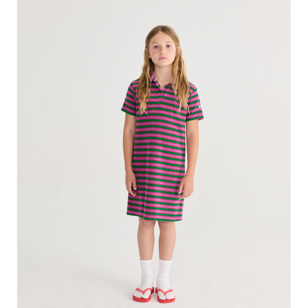 Striped Terry Cloth Polo Dress