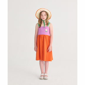 Pixel Daisy Woven Colorblock Dress