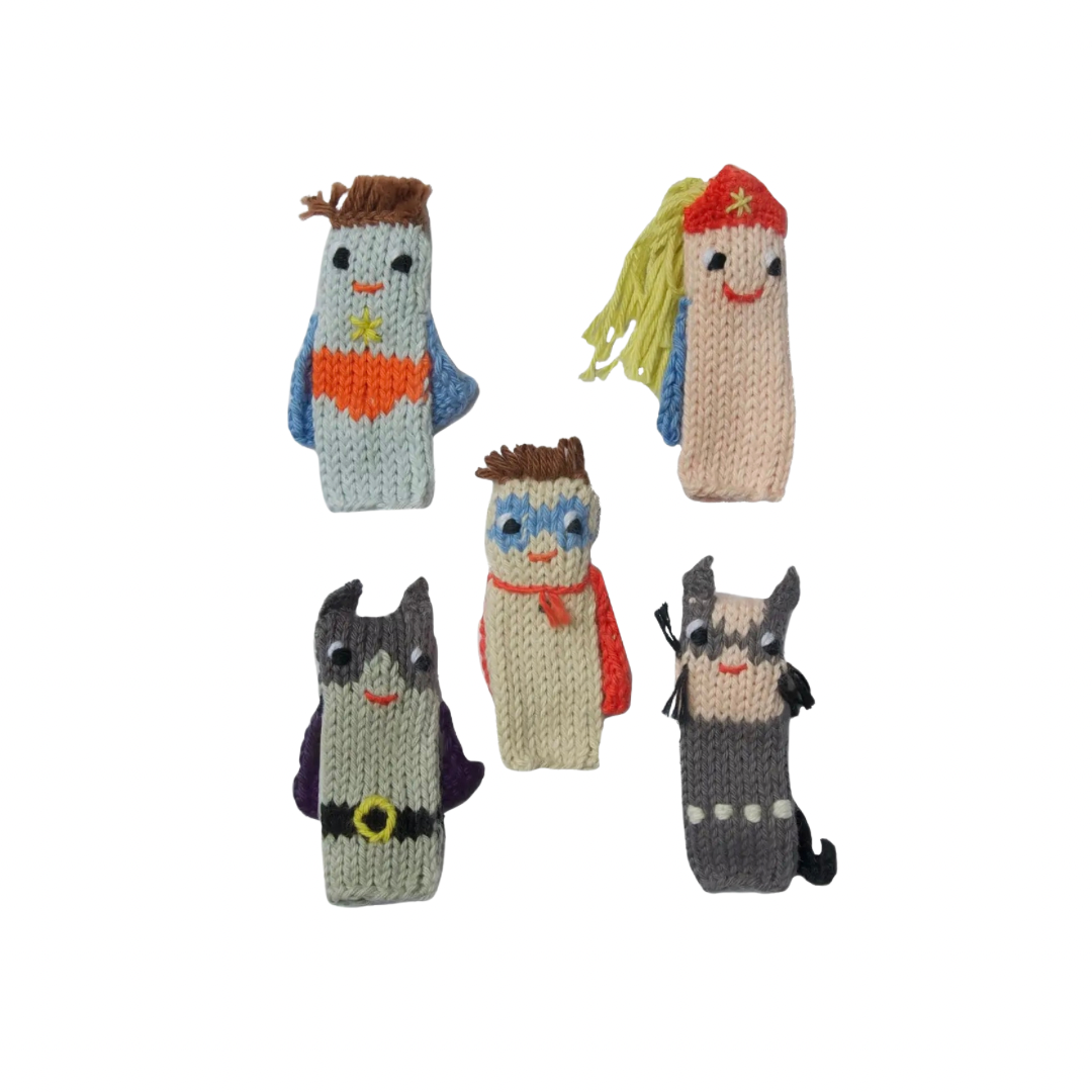 Hand-Knitted Finger Puppet Sets