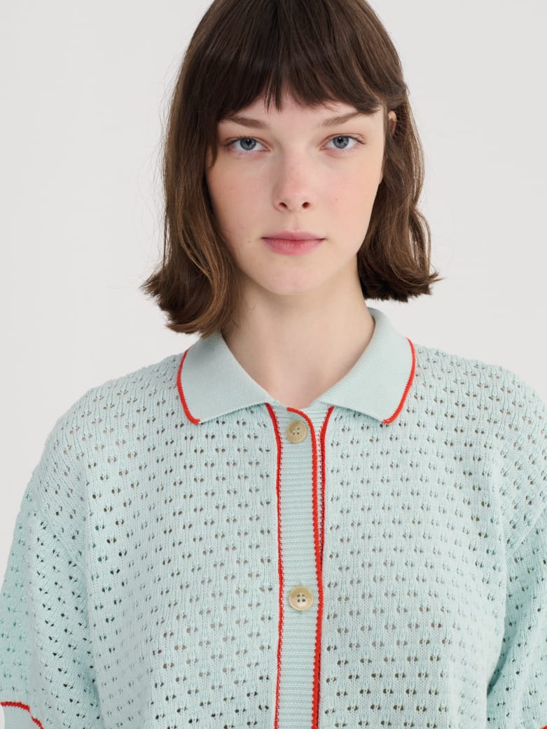 Openwork Knitted Cotton Cardigan