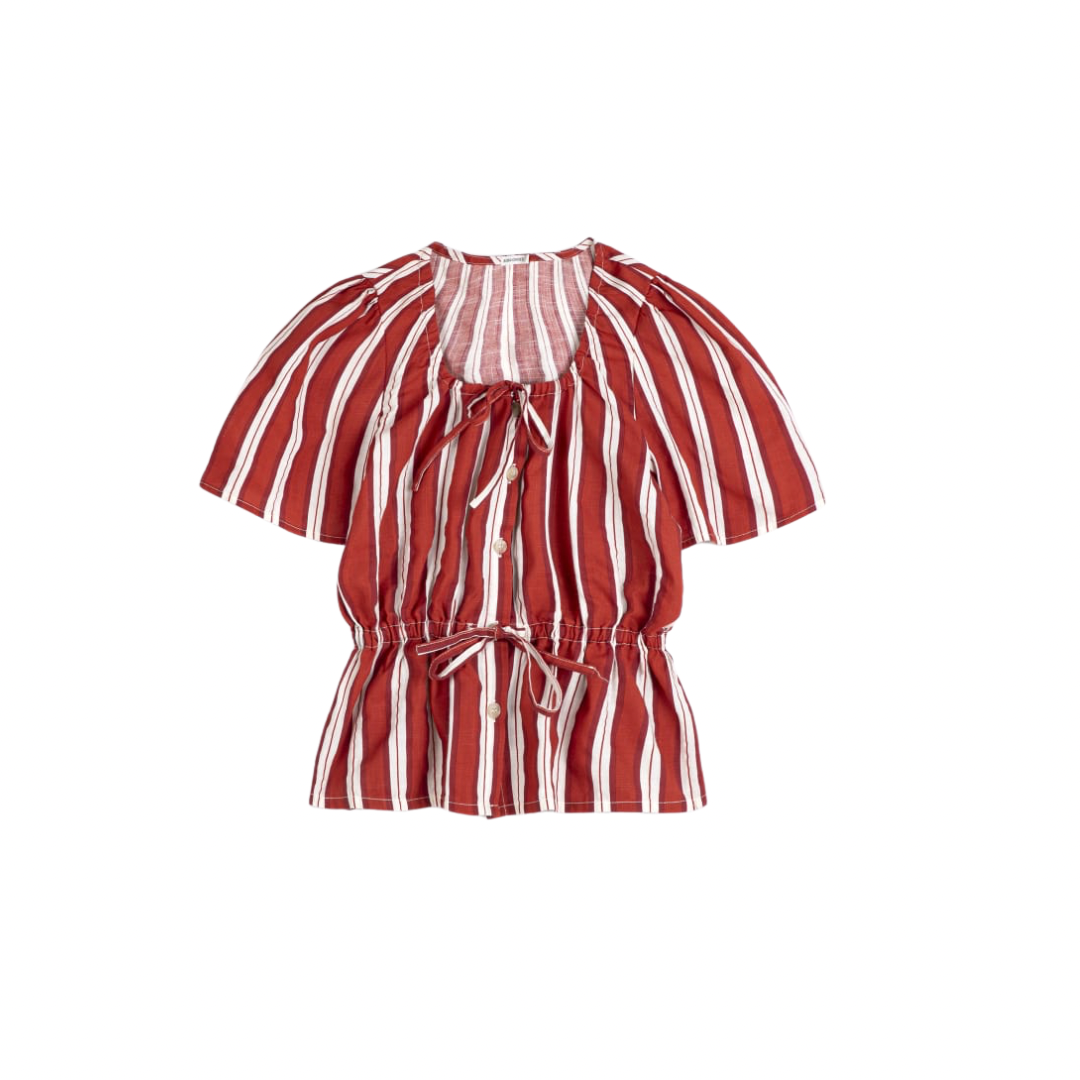 Striped Cotton Peplum Top