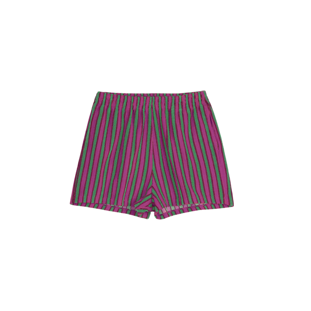 Striped Magenta Terry Shorts - Adult