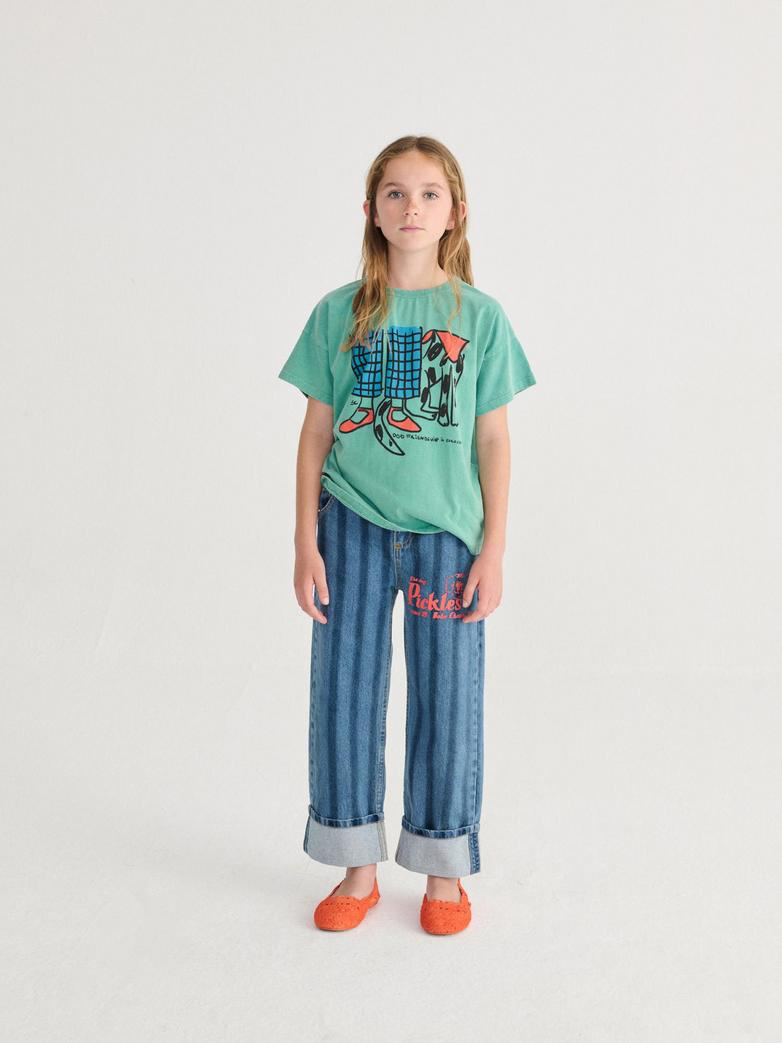 Pickles the Dog Striped Denim Pants