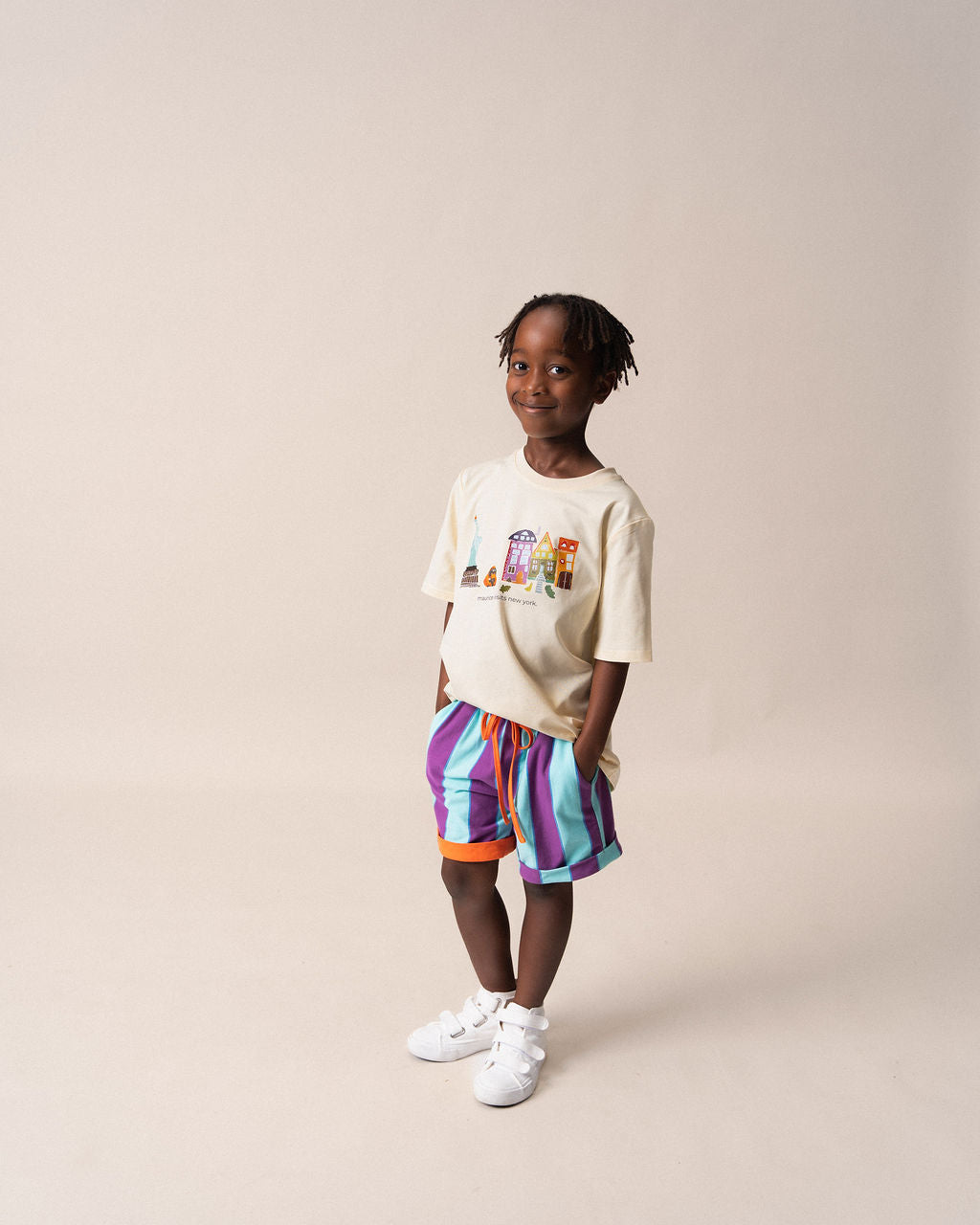 Purple + Aqua Stripe Shorts