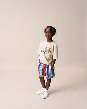 Purple + Aqua Stripe Shorts