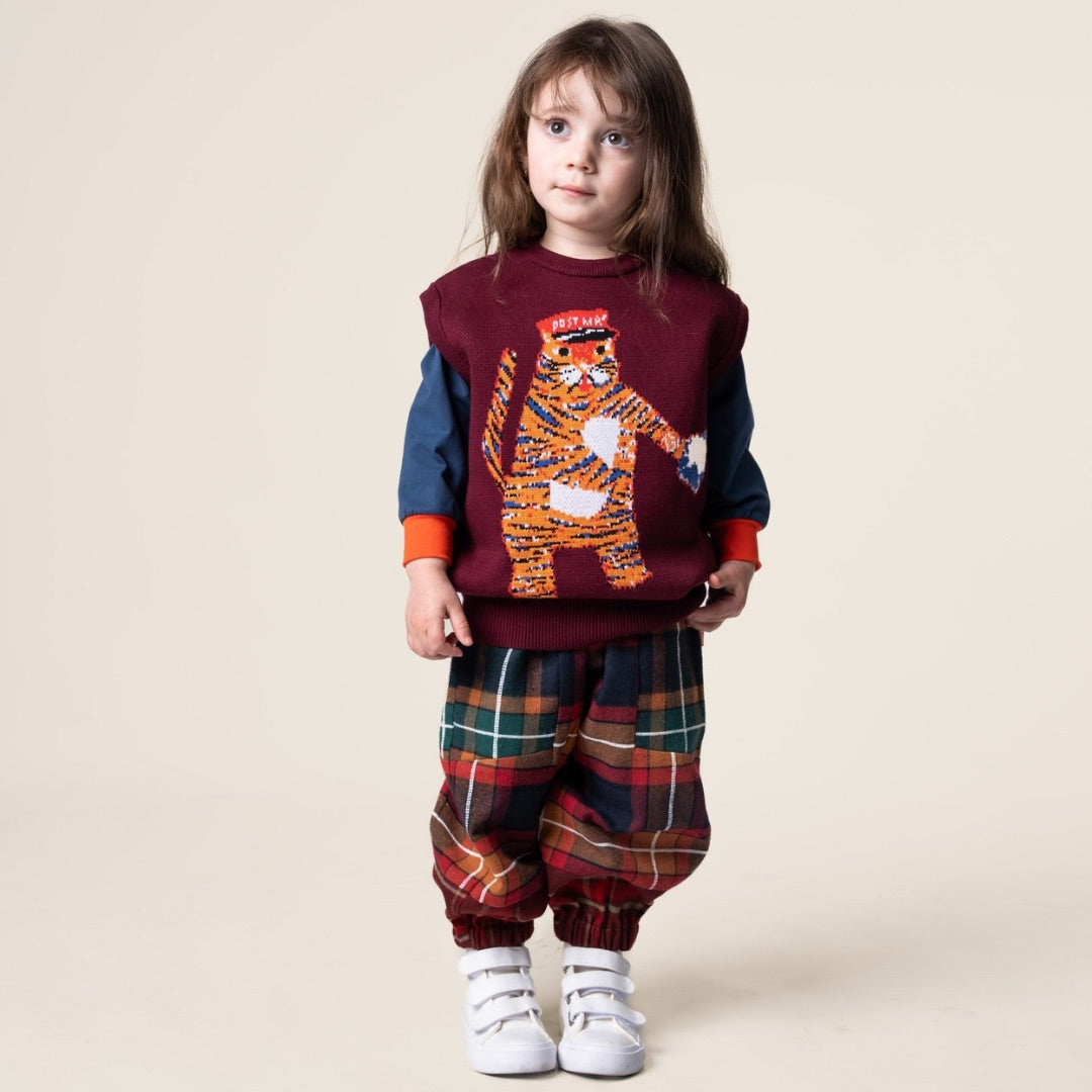 Tiger the Postie Jacquard Knit Vest