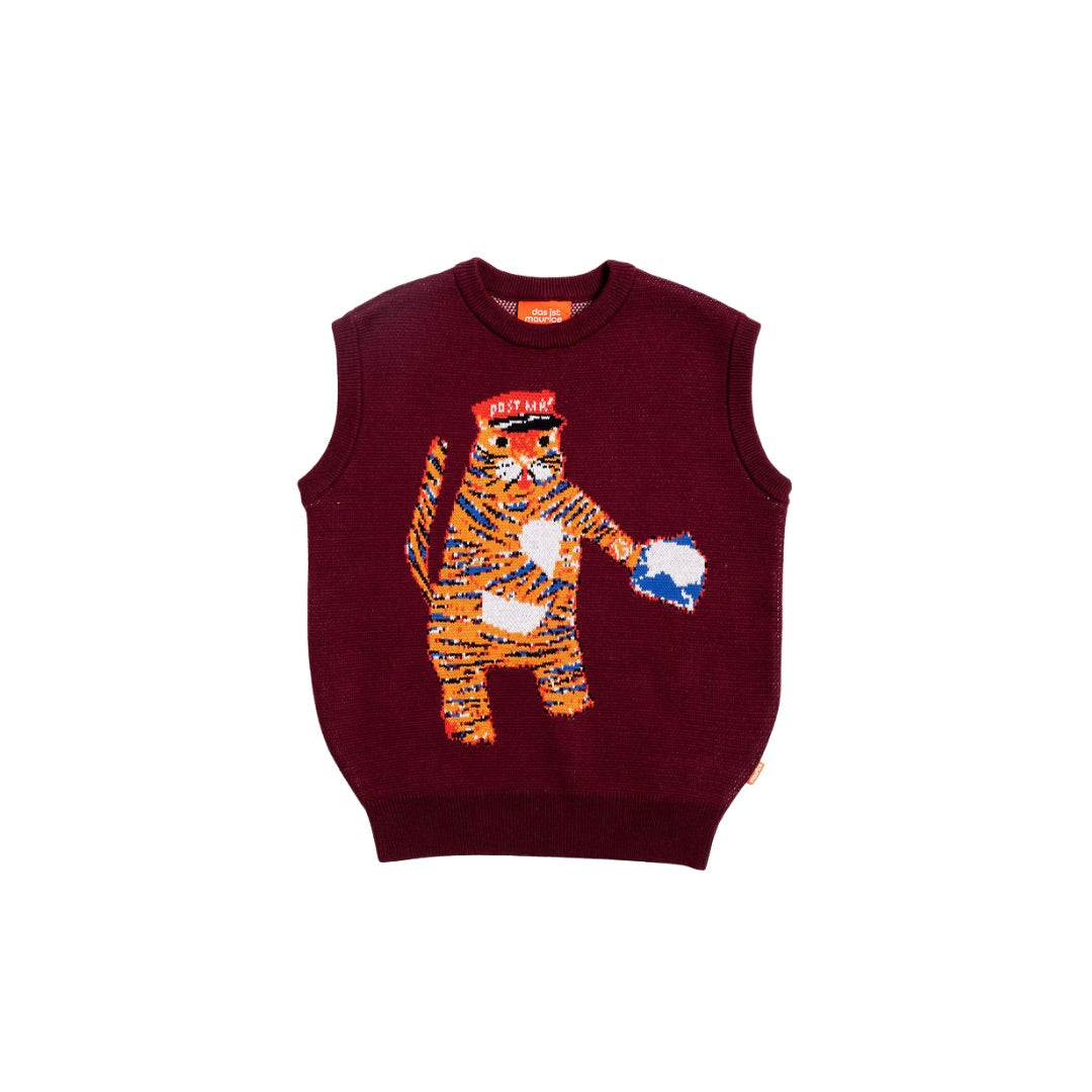 Tiger the Postie Jacquard Knit Vest