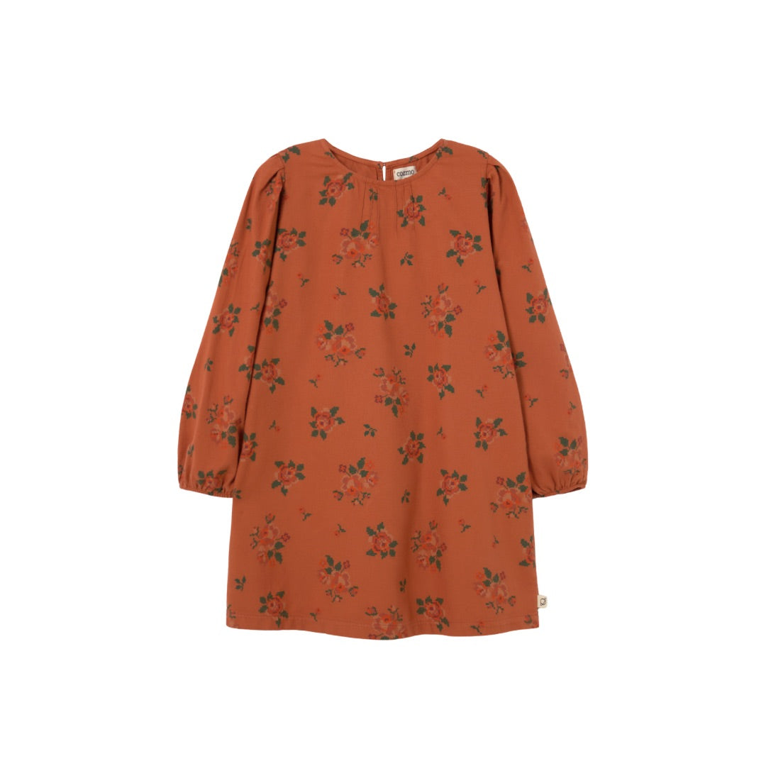Cross-Stitch Floral Flannel Dress