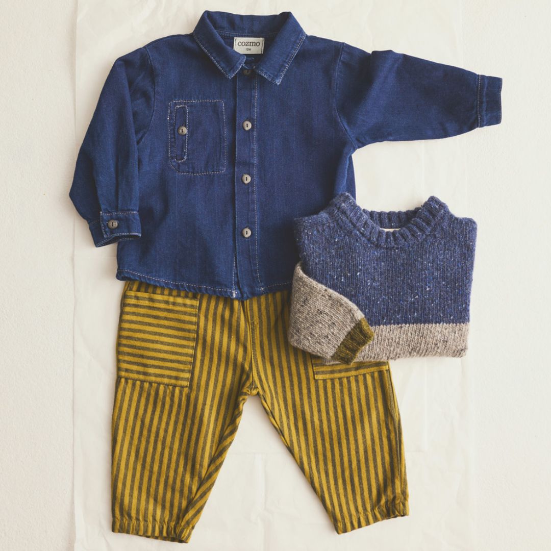 Herringbone Twill Denim Baby Shirt