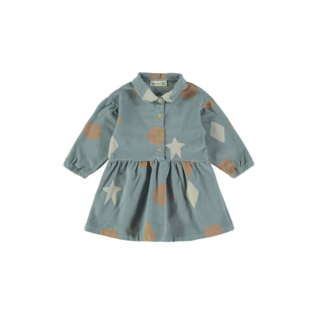 Dusty Blue Circus Corduroy Dress