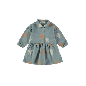 Dusty Blue Circus Corduroy Dress
