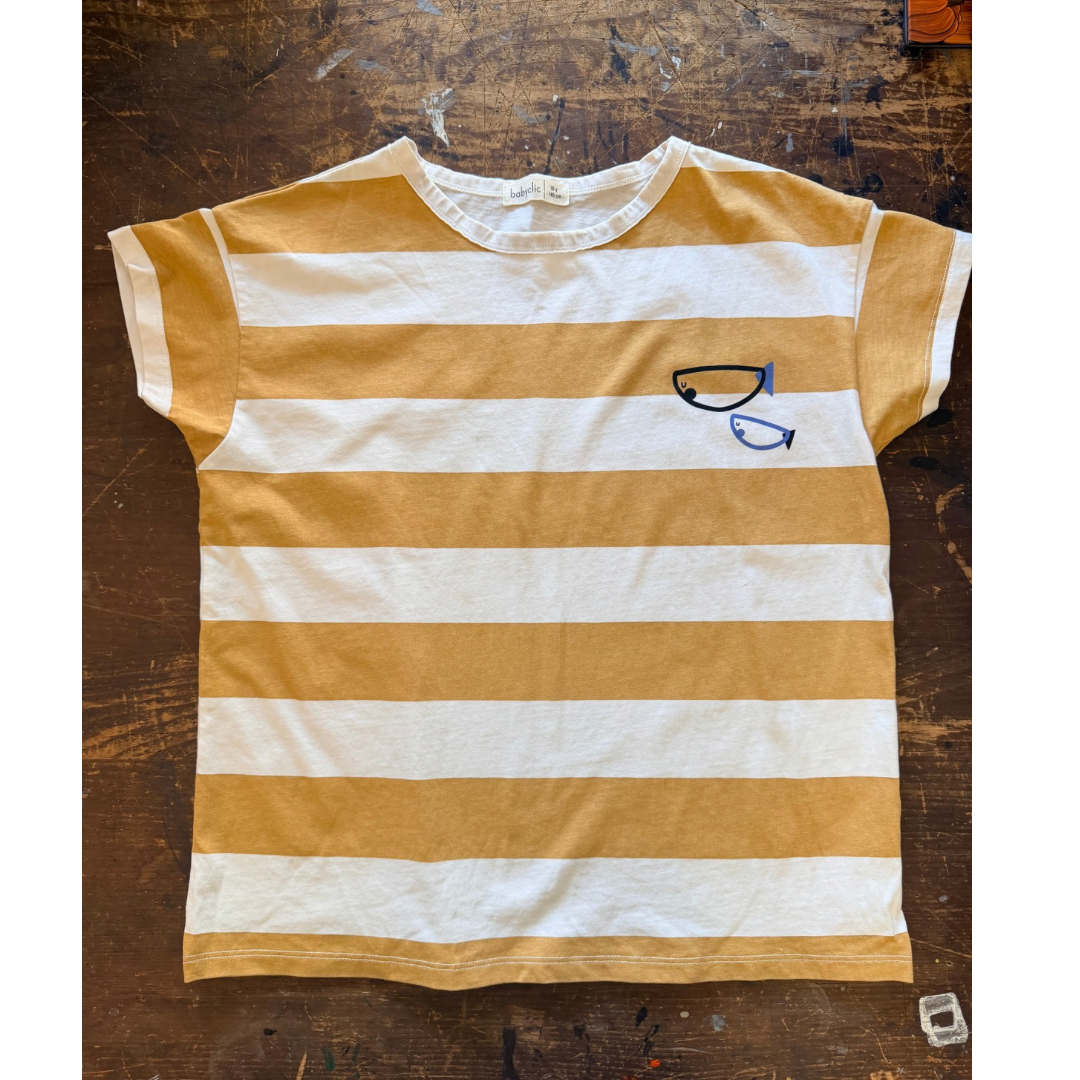 Mustard Stripes Fish T-Shirt 10Y