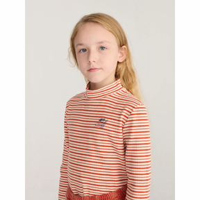Energy Flower Stripes Turtleneck T-Shirt