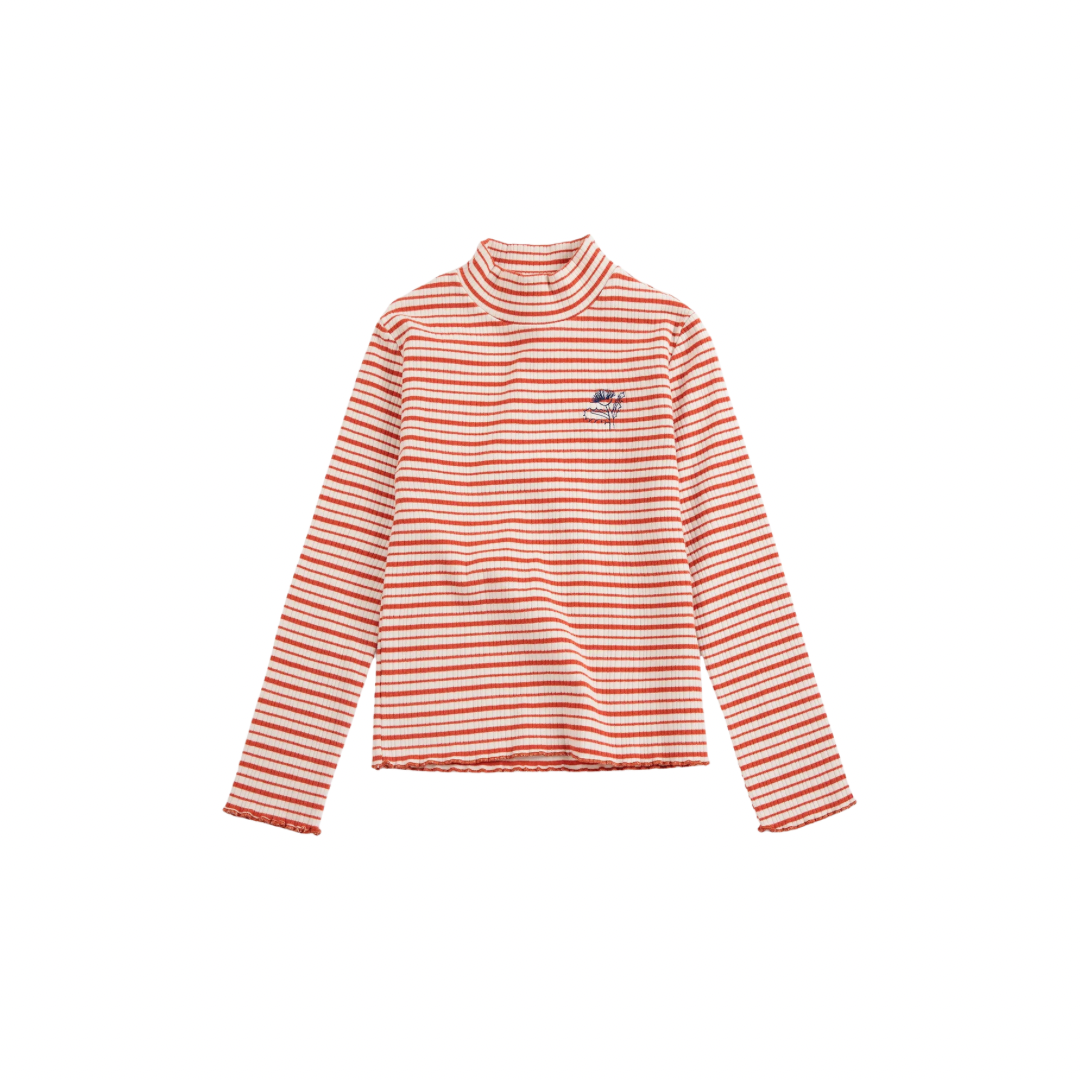 Energy Flower Stripes Turtleneck T-Shirt