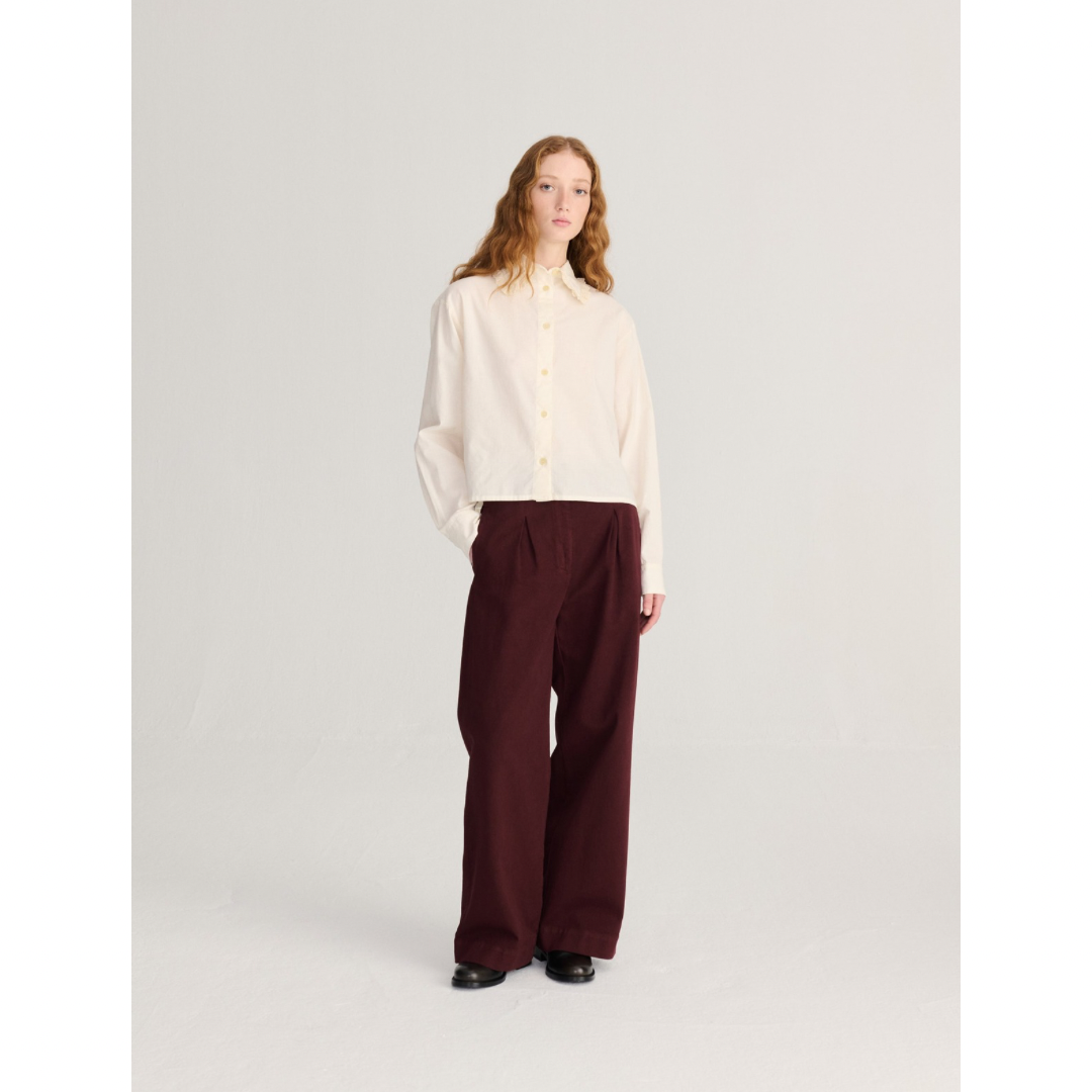 Pleated Twill Wide Leg Pants