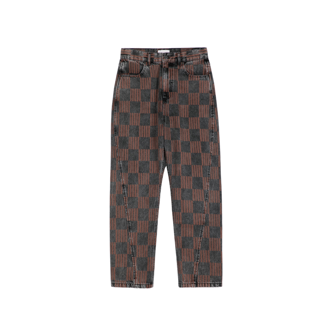 Checkerboard Mom-Fit Jeans