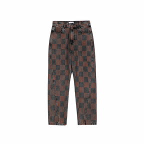 Checkerboard Mom-Fit Jeans