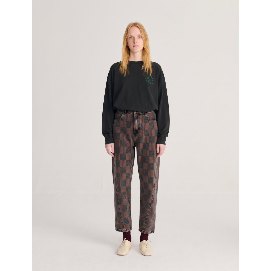 Checkerboard Mom-Fit Jeans