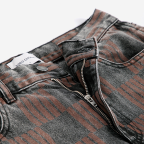 Checkerboard Mom-Fit Jeans