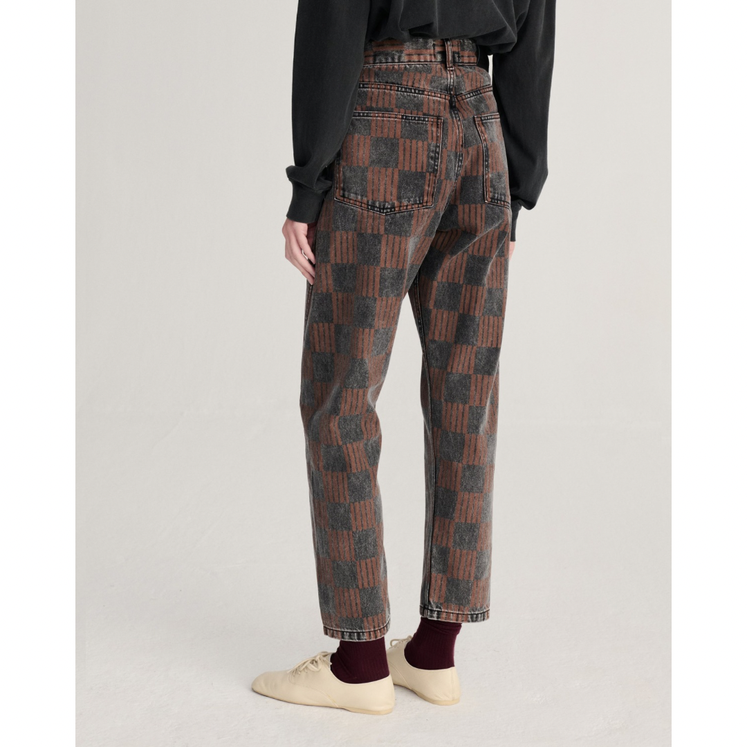 Checkerboard Mom-Fit Jeans