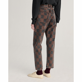 Checkerboard Mom-Fit Jeans